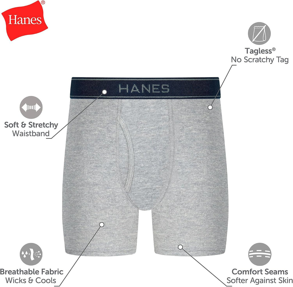 Hanes Boys' Boxer Briefs, Moisture-wicking Underwear for Boys & Toddlers, Assorted, 10 Or 12 Pack