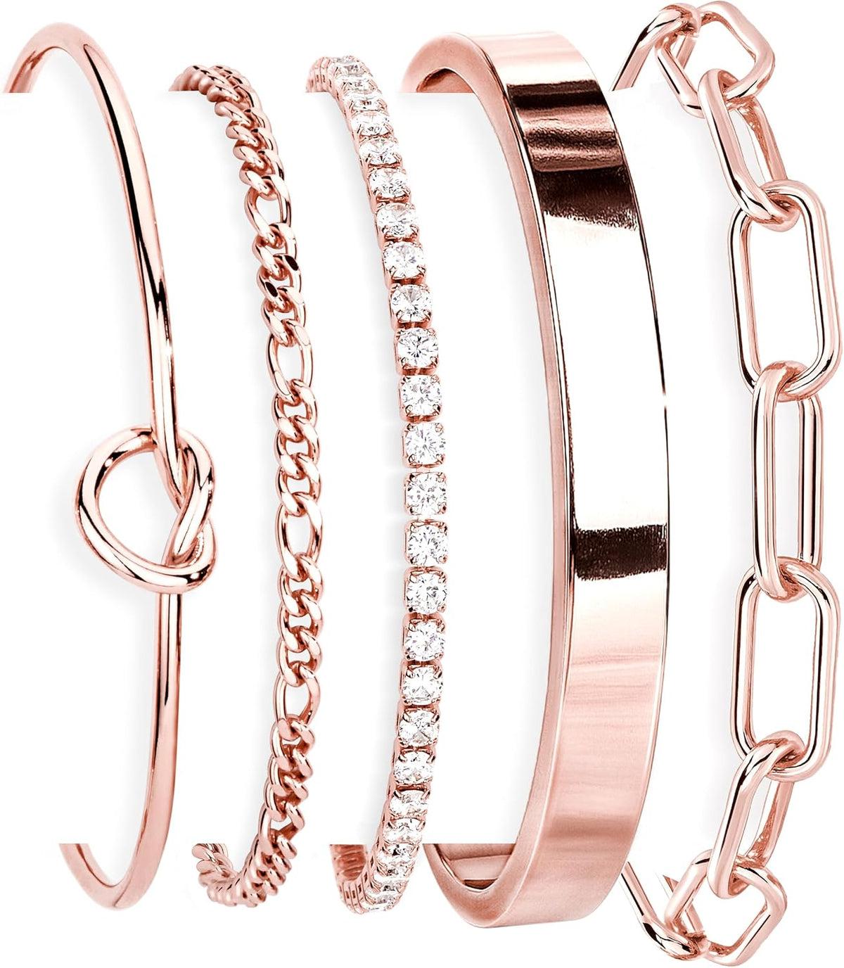 Gokeey Gold Bracelets Set for Women Non Tarnish, Waterproof 14K Gold Plated Sterling Silver Chunky Cuff Bracelet Stackable Gold Bangles Bracelet for Women Trendy Fashion Accessories Tie Knot Cuban Rope Paperclip Beaded Bracelet Stack Jewelry Mothers Day G