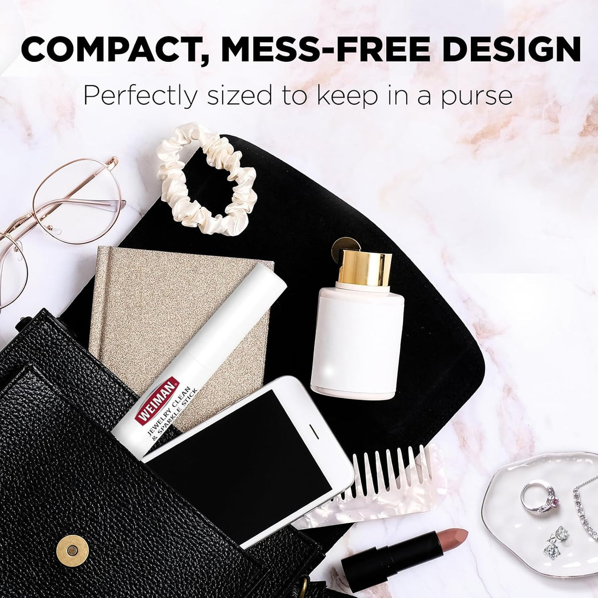 Weiman Jewelry Cleaner & Sparkle Stick - Portable, On-The-Go Cleaning for Diamond Engagement Rings, Wedding Rings, Gemstones, Necklaces, Earrings, Bracelets