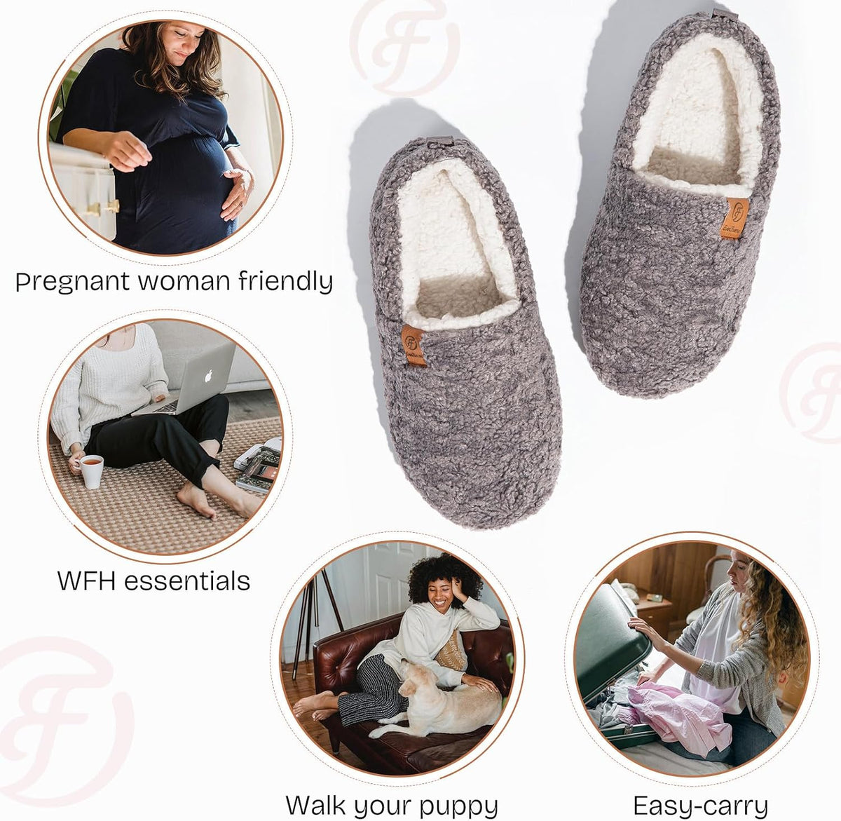 EverFoams Women’s Soft Curly Slippers Memory Foam Lightweight House Shoes