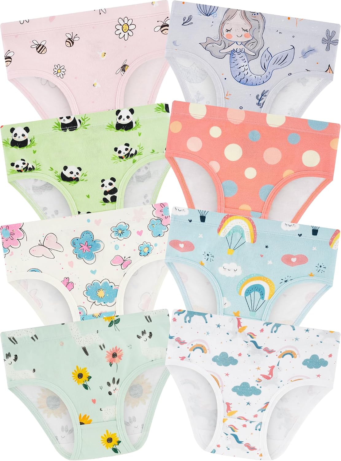 Girls Underwear, Soft Cotton Tagless Breathable Panties, 8-Pack, 18M-12Y