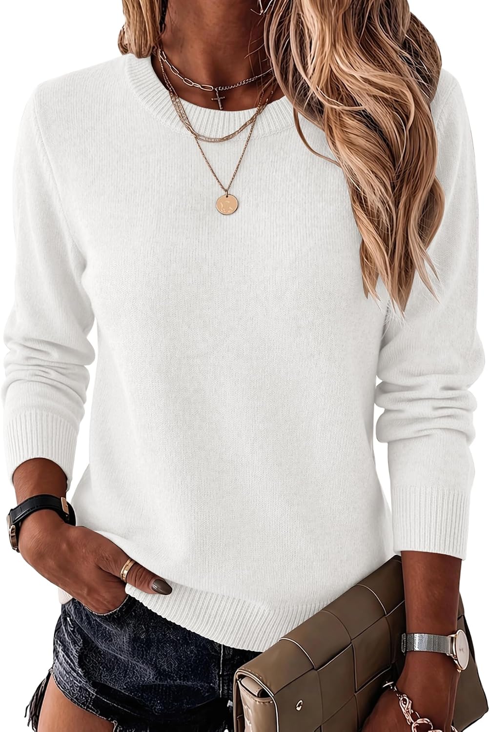 Zeagoo Womens Wool Blend Sweater Crewneck Long Sleeve Tops Fashion Clothing