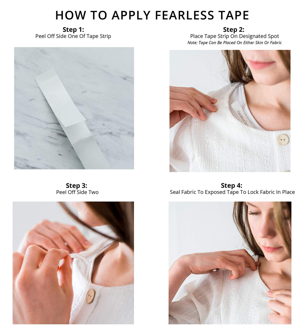 Fearless Tape Double Sided Fashion Tape, Delicate Fabrics, 50 Strips