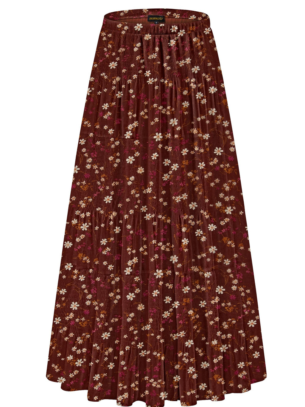 NASHALYLY Women's Chiffon Elastic High Waist Pleated A-Line Maxi Skirts