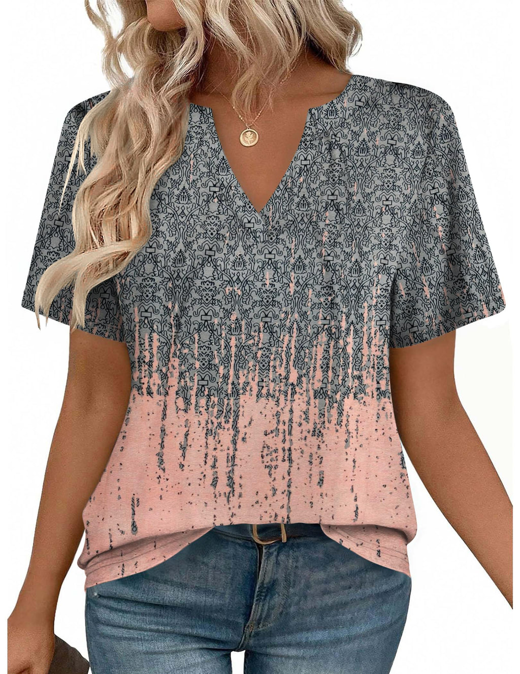 Zeagoo Womens Tops Short Sleeve V Neck Tee Shirts Cute Dressy Casual