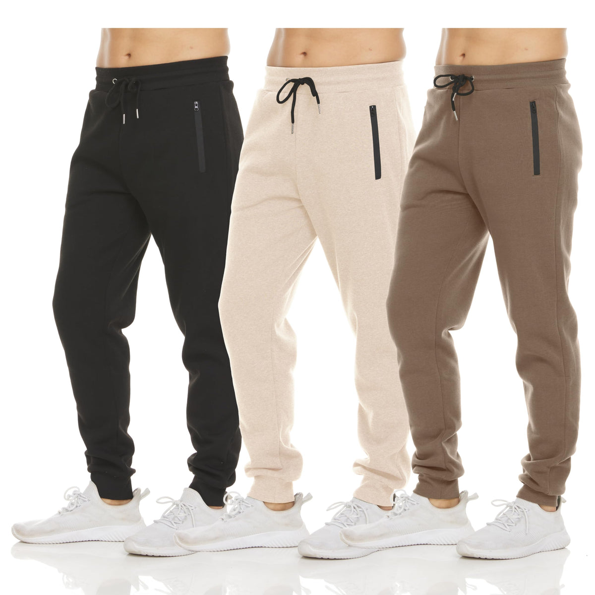 PURE CHAMP Sweatpants for Men 3 Pack Fleece Athletic Workout Joggers Mens Sweatpants with Zipper Pockets Size S-3XL