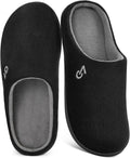 VeraCosy Men's Two-Tone House Slippers Memory Foam Indoor Rubber Sole