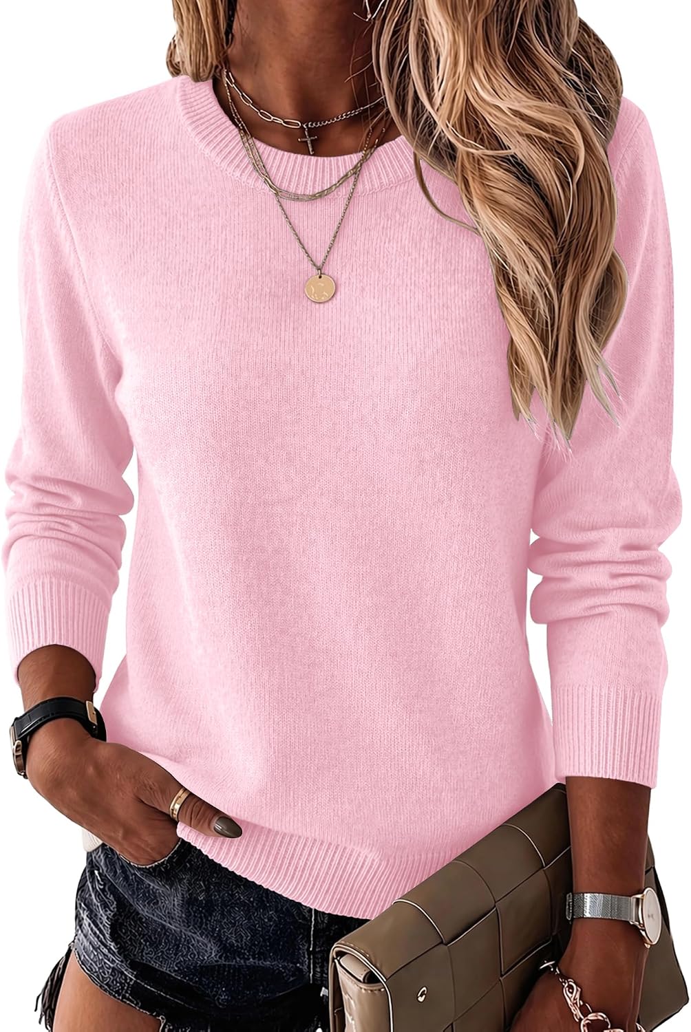 Zeagoo Womens Wool Blend Sweater Crewneck Long Sleeve Tops Fashion Clothing