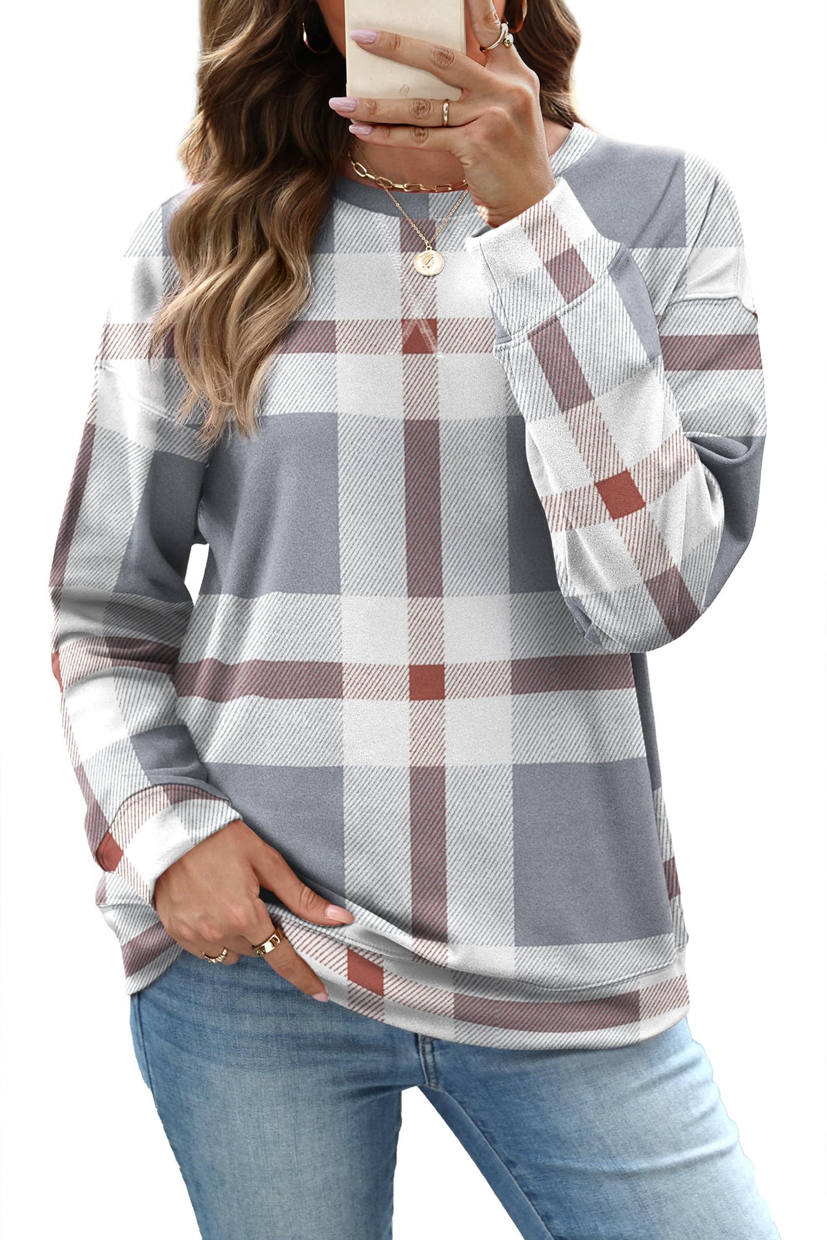RUMIA Women's Crew Neck Sweatshirt Long Sleeve Tops for Women Fall Clothes