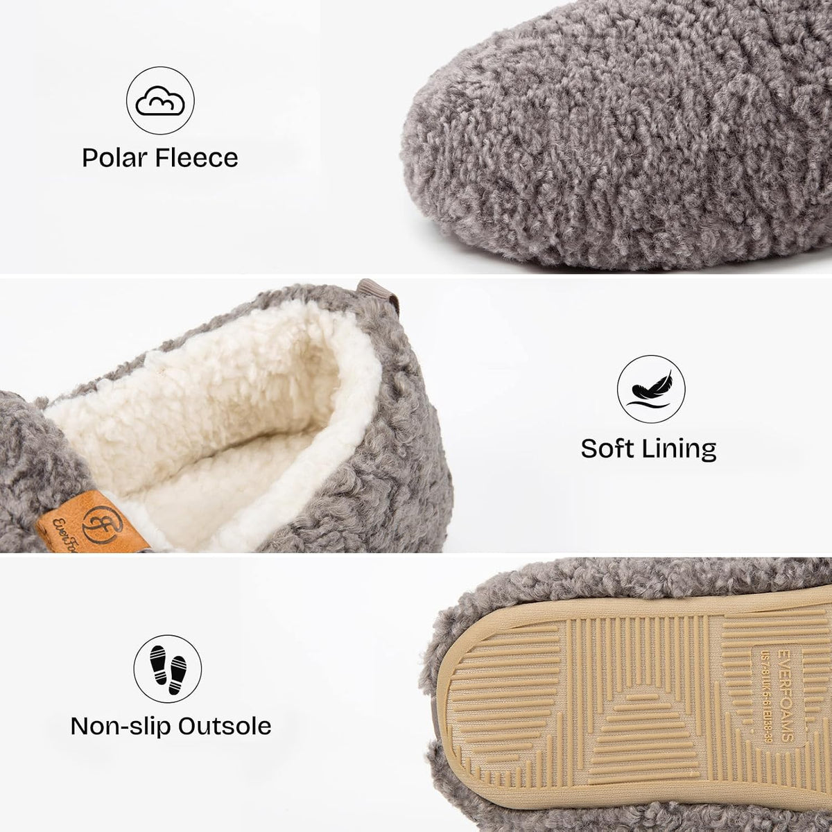 EverFoams Women’s Soft Curly Slippers Memory Foam Lightweight House Shoes