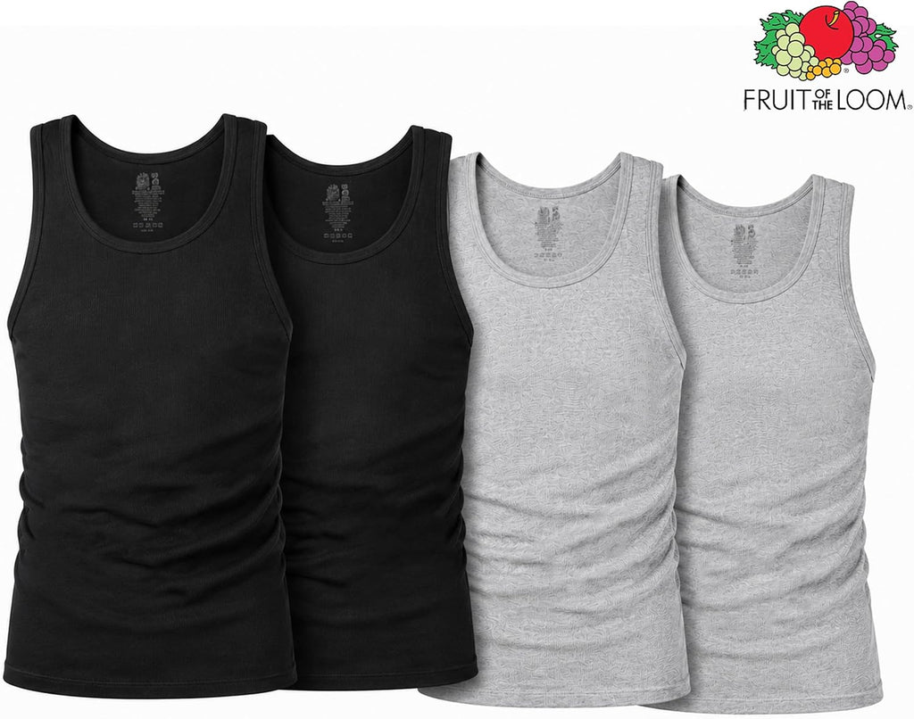 Fruit of the Loom Men's Sleeveless Tag Free Moisture Wicking Tank A-Shirt