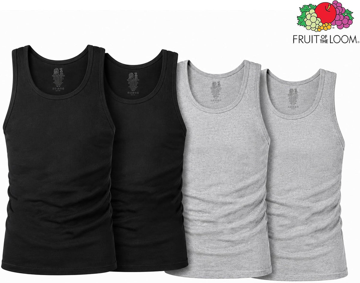 Fruit of the Loom Men's Sleeveless Tag Free Moisture Wicking Tank A-Shirt