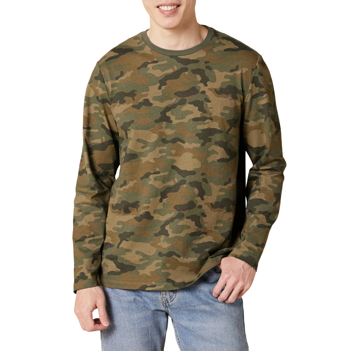 Amazon Essentials Men's Regular-Fit Crewneck Long-Sleeve T-Shirt, Casual Cotton Jersey