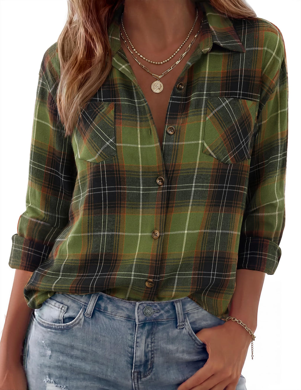 Zeagoo Womens Flannel Shirts Long Sleeve Button Down Casual Fall Plaid Top