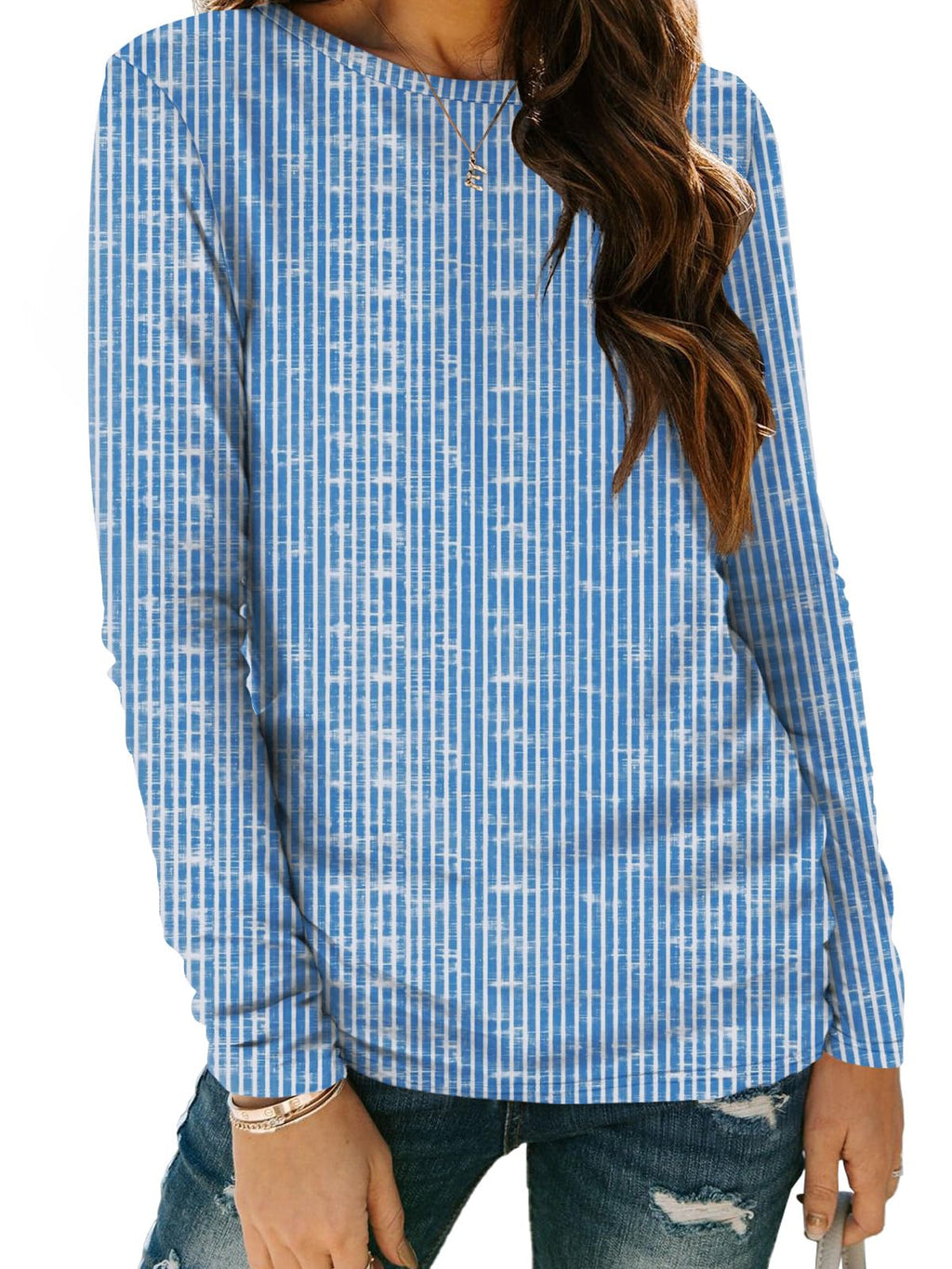 AUTOMET Women's Long Sleeve Crewneck Shirts Casual Basic Tops