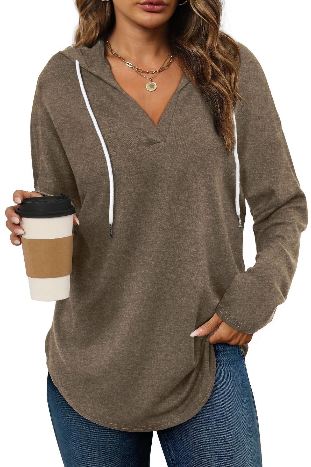 Bofell Womens Fashion Tops Hoodies for Women Pullover Oversized Sweatshirts Long SLeeve Shirts Loose Fit