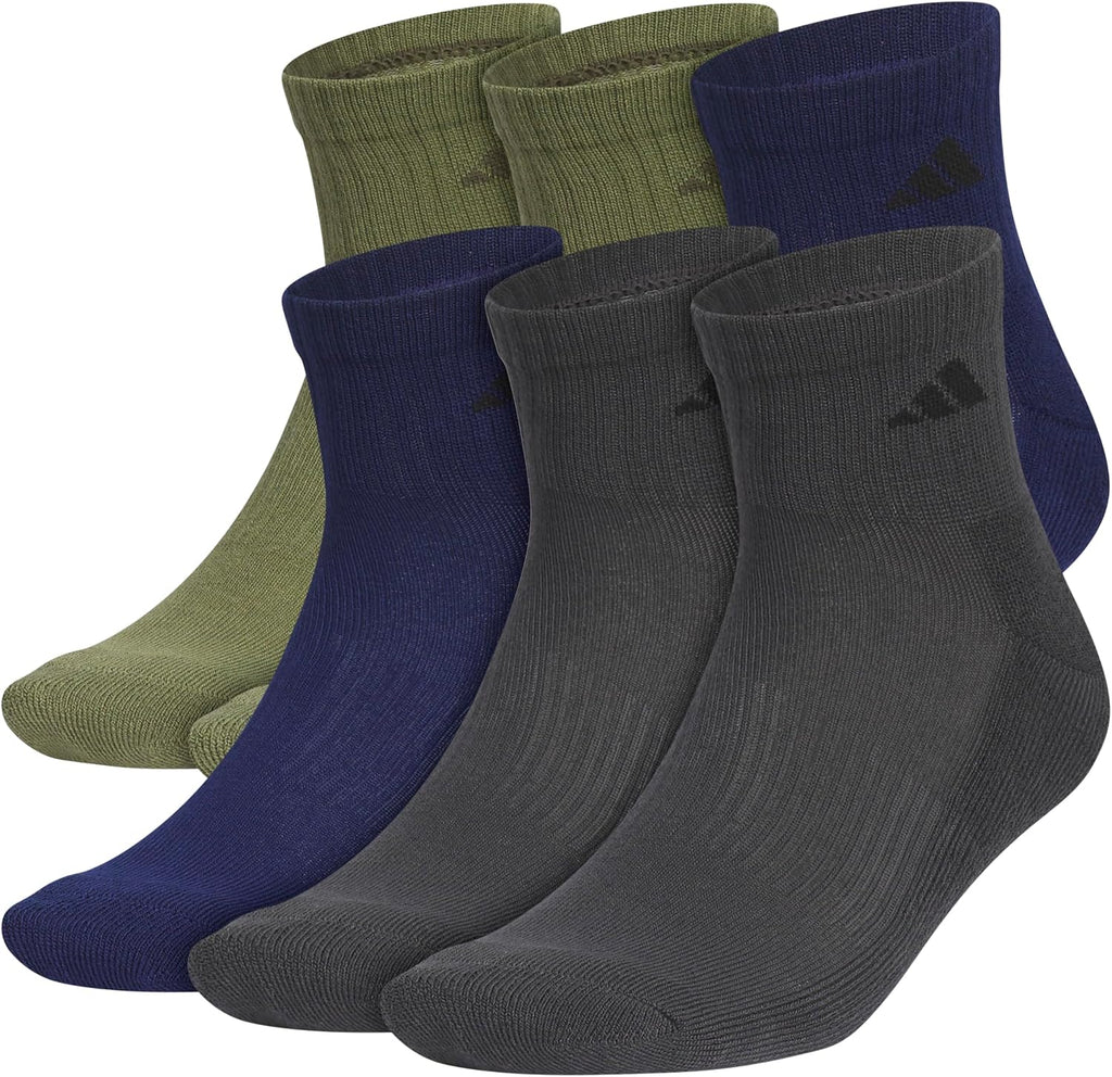 adidas Men's Athletic Cushioned Quarter Ankle Socks 6 Pairs