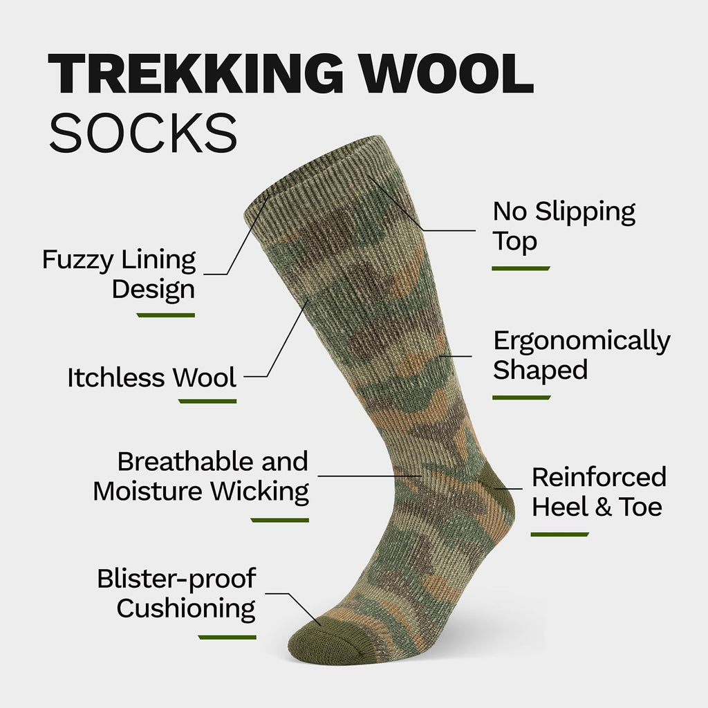 Alvada Mens Merino Wool Crew Socks Thermal and Warm Socks for Winter Work Hiking Running 3 Pairs