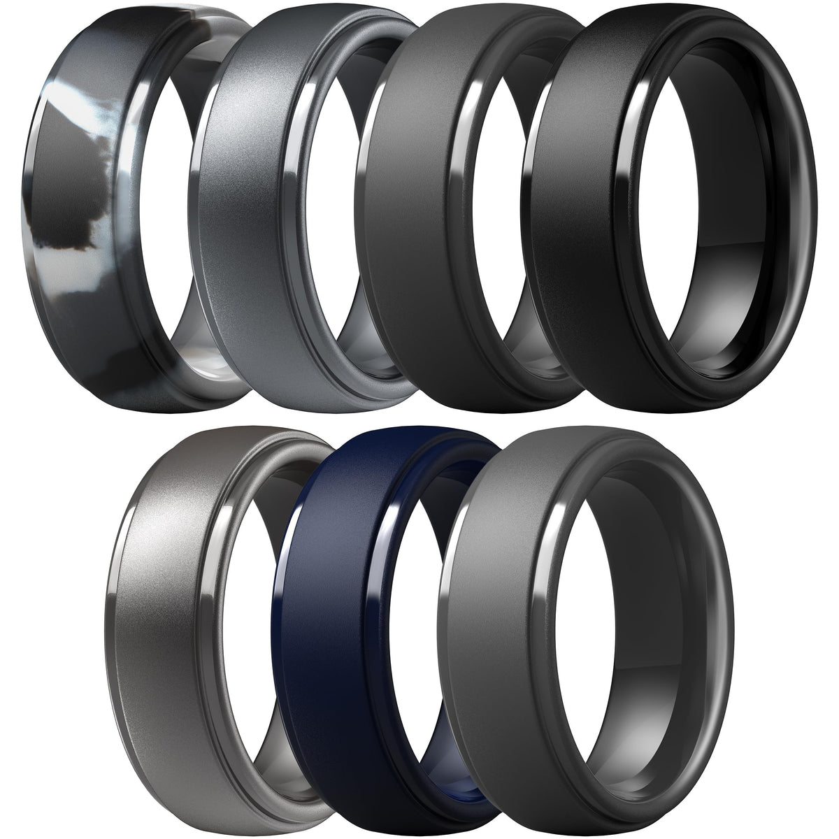 ThunderFit Silicone Rings for Men, Step Edge Rubber Wedding Bands 10mm Wide