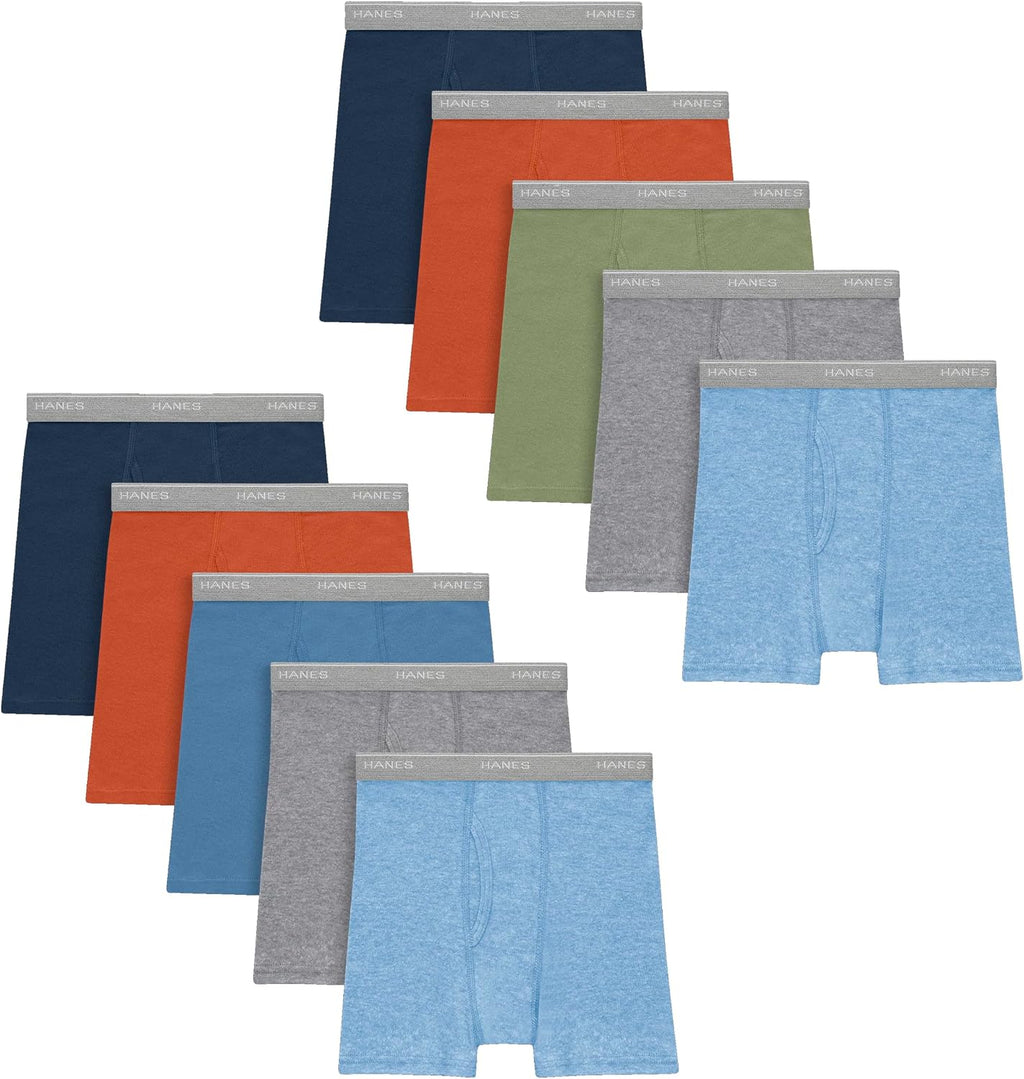 Hanes Boys' Boxer Briefs, Moisture-wicking Underwear for Boys & Toddlers, Assorted, 10 Or 12 Pack