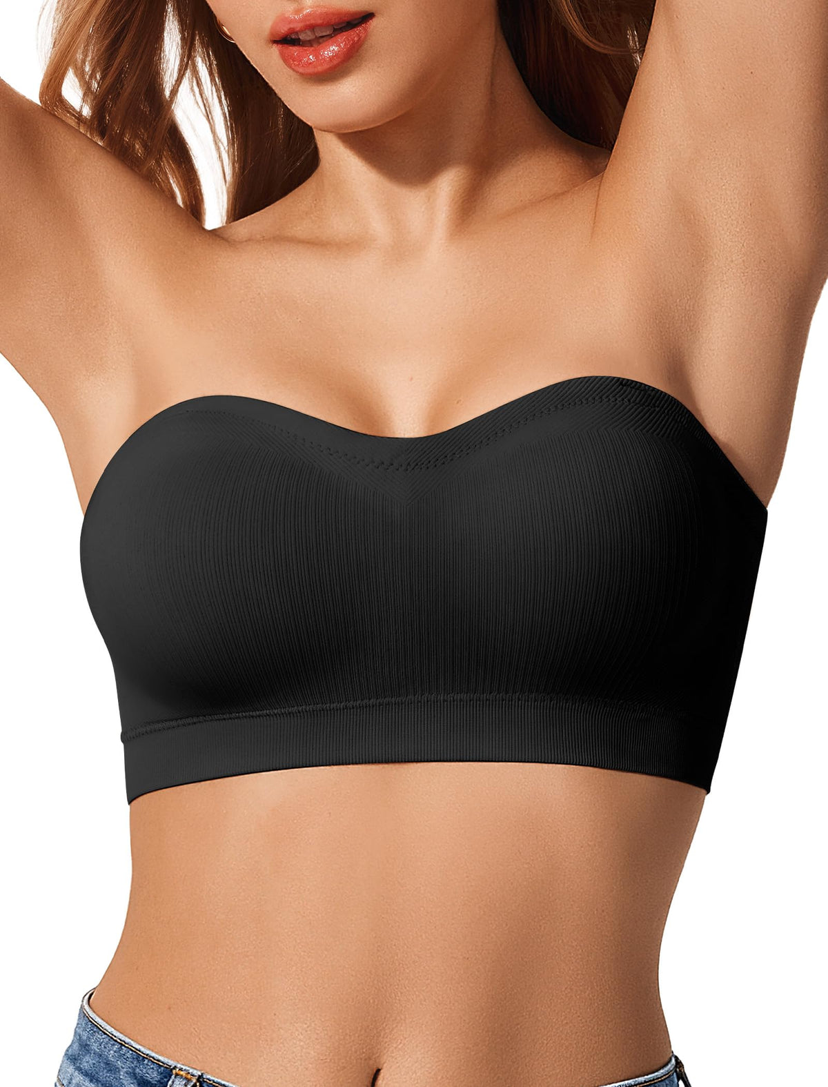 LetsJoli Strapless Bras for Women Push Up Bandeau Wireless Tube Padded Bra