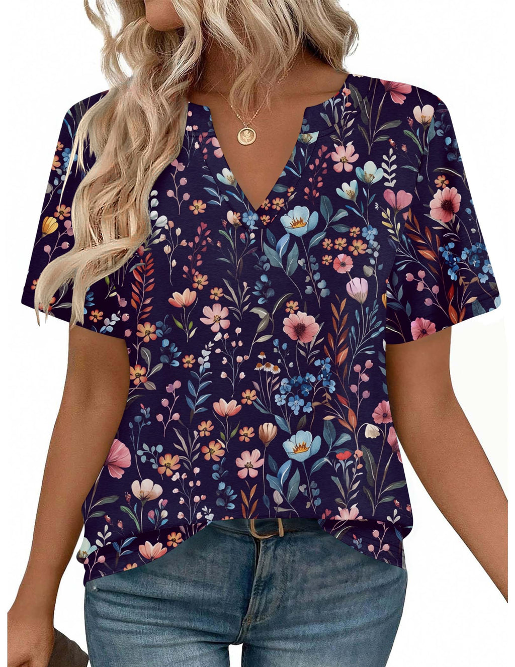 Zeagoo Womens Tops Short Sleeve V Neck Tee Shirts Cute Dressy Casual