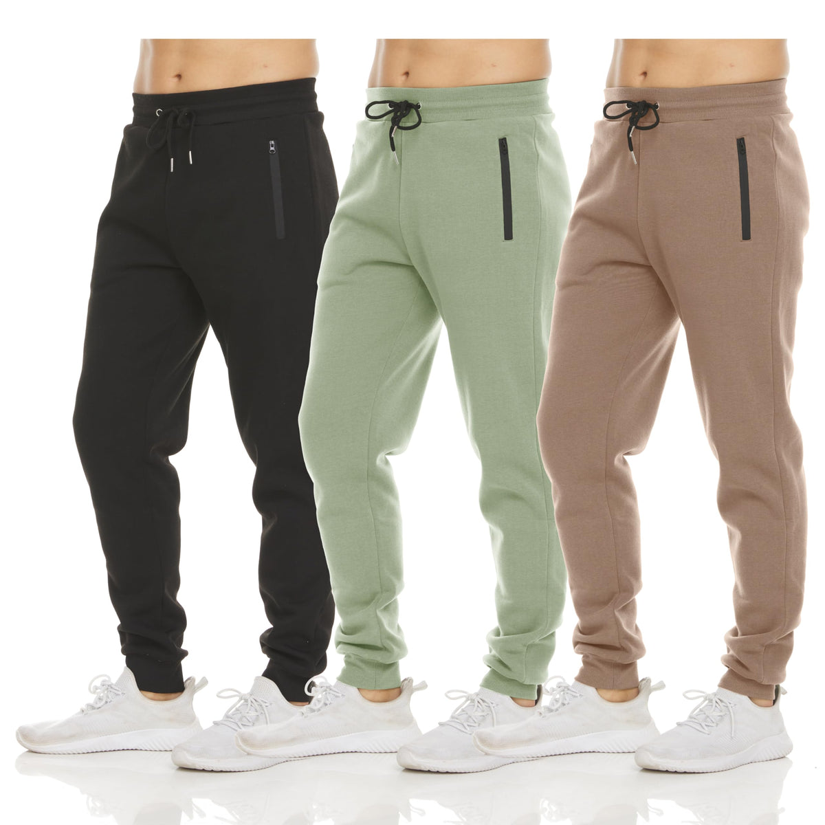 PURE CHAMP Sweatpants for Men 3 Pack Fleece Athletic Workout Joggers Mens Sweatpants with Zipper Pockets Size S-3XL