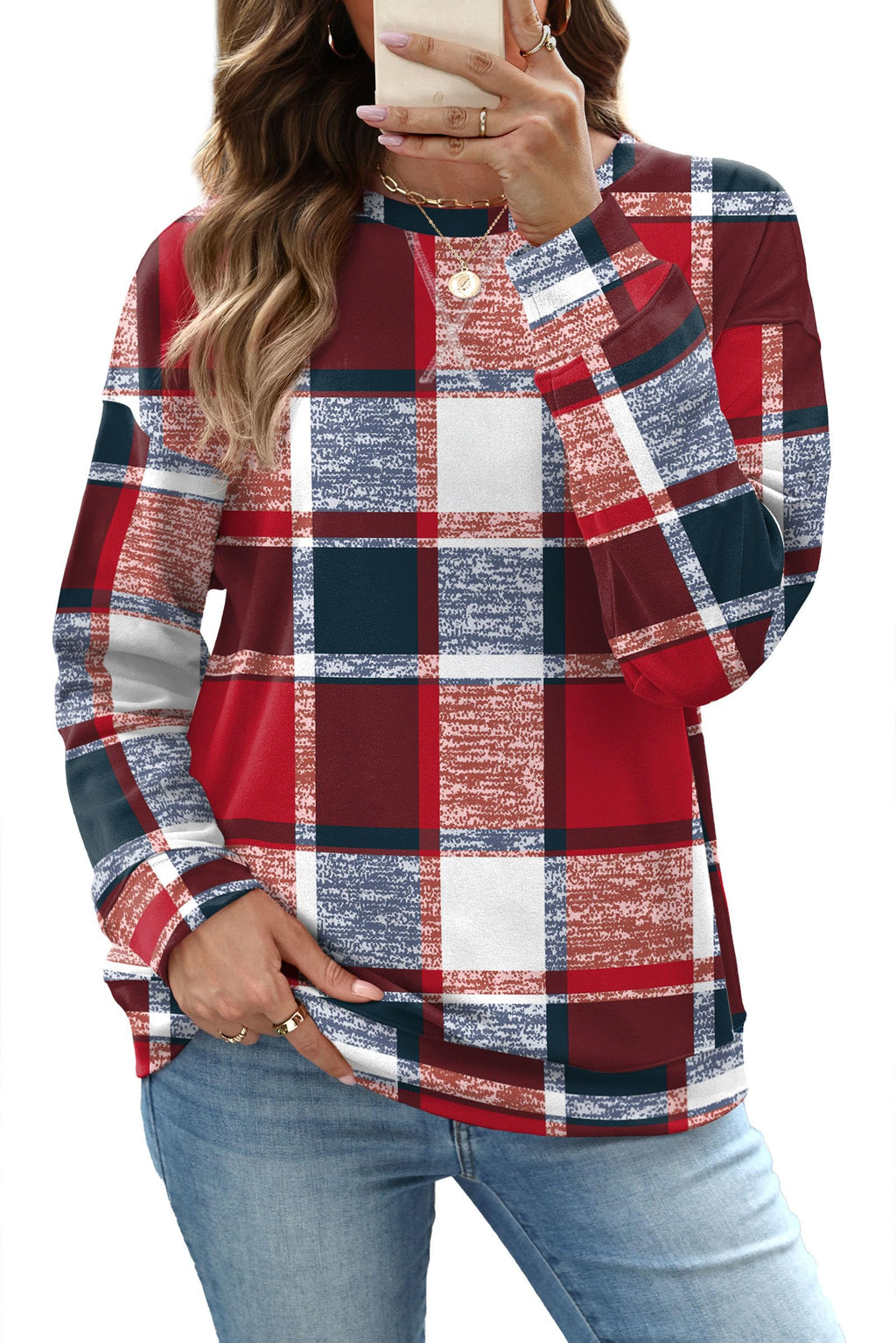 RUMIA Women's Crew Neck Sweatshirt Long Sleeve Tops for Women Fall Clothes