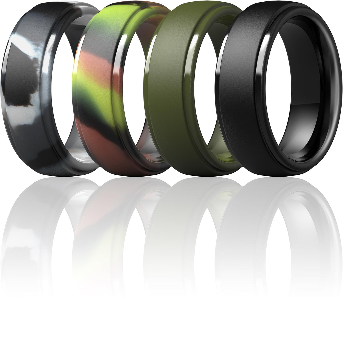 ThunderFit Silicone Rings for Men, Step Edge Rubber Wedding Bands 10mm Wide