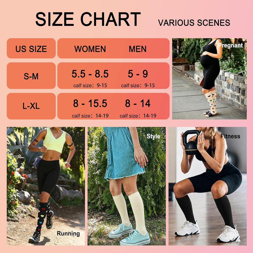 4 Pairs Compression Socks for Women Circulation-Best Support for Nurses,Running,Athletic,Travel
