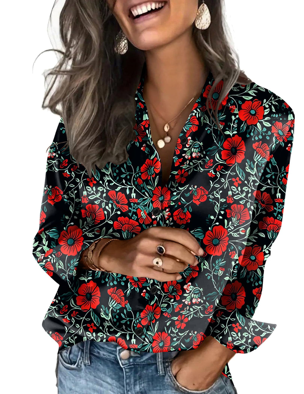 Zeagoo Satin Blouses for Women Silk Button Down Shirts Long Sleeve Tops