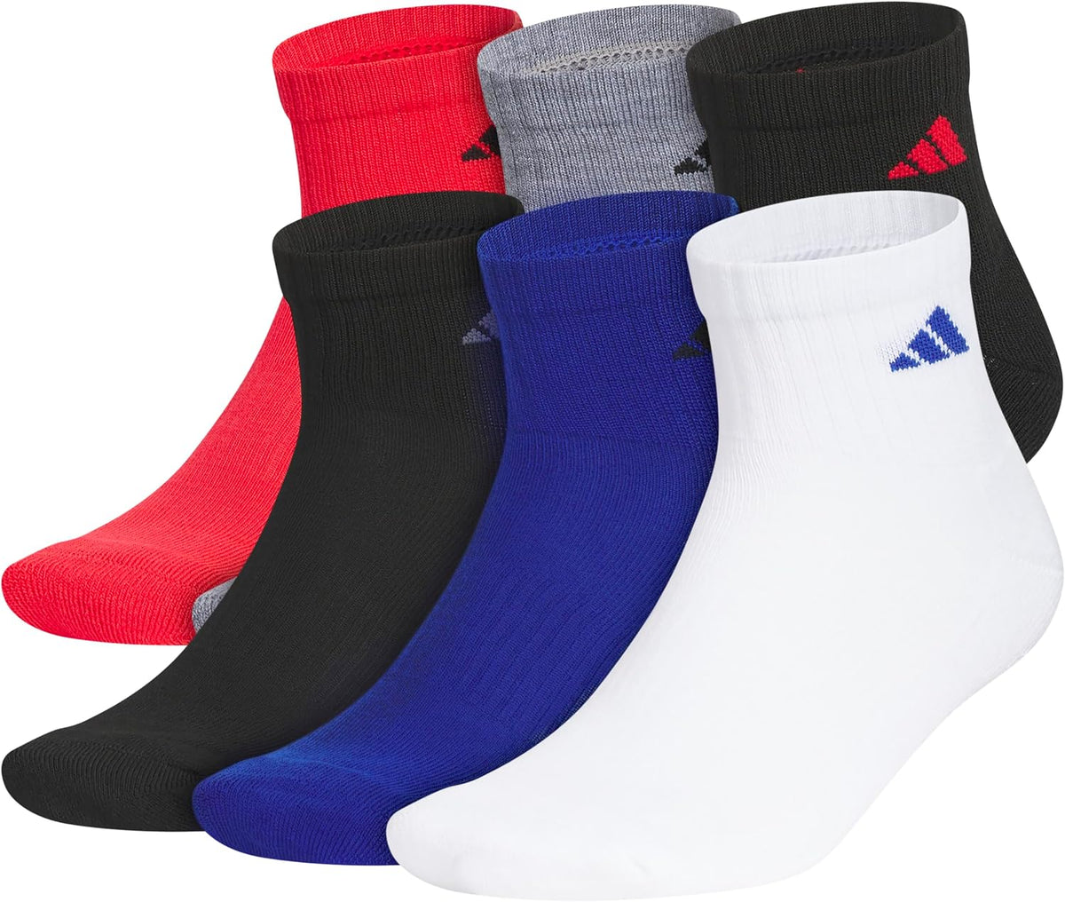 adidas Men's Athletic Cushioned Quarter Ankle Socks 6 Pairs