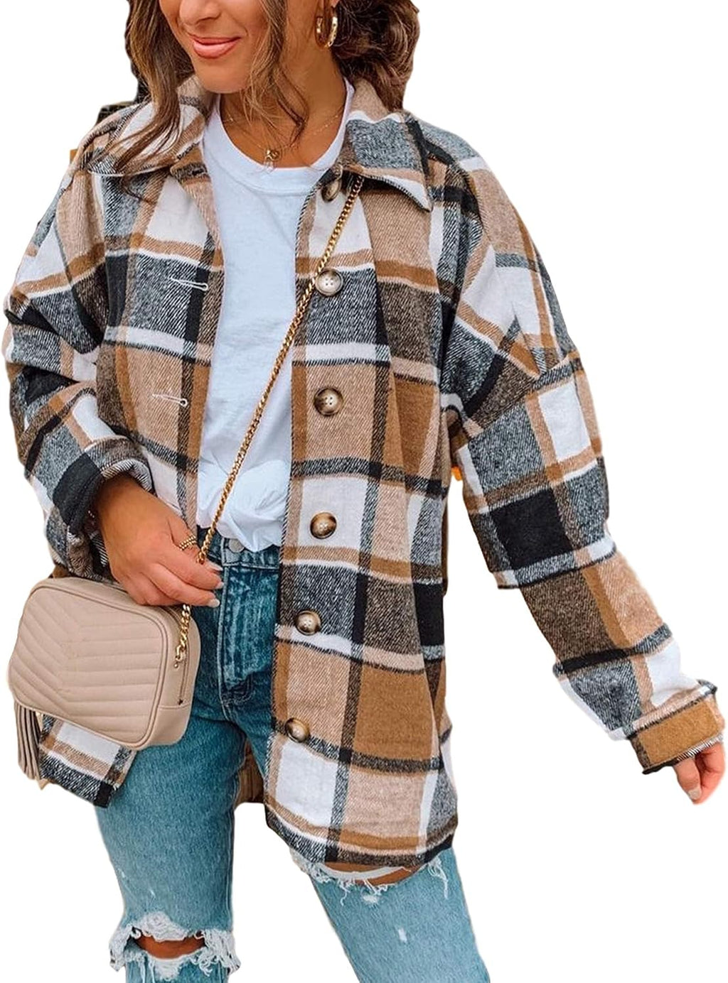 AUTOMET Shackets for Women Plaid Flannel Shirts