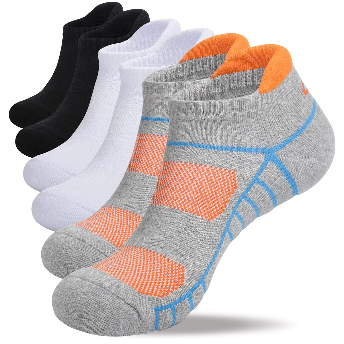 Lapulas Athletic Running Ankle Socks, Low Cut Cushioned Anti-Blister Tab Sports Socks Men Women 6Pairs