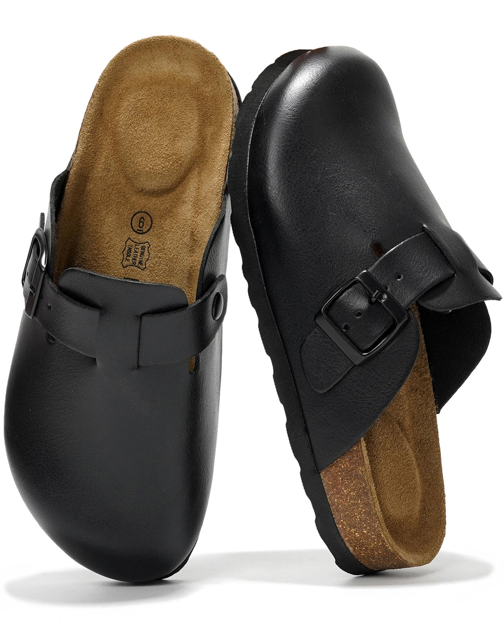 Project Cloud 100% Genuine Leather Womens Cork Footbed Clogs for Women