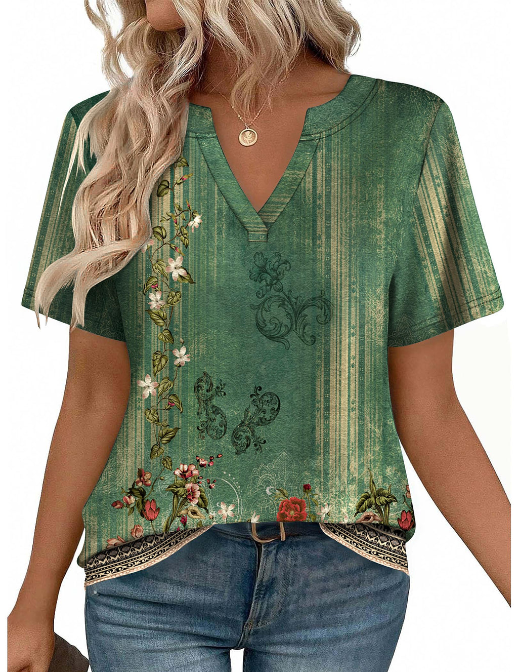 Zeagoo Womens Tops Short Sleeve V Neck Tee Shirts Cute Dressy Casual