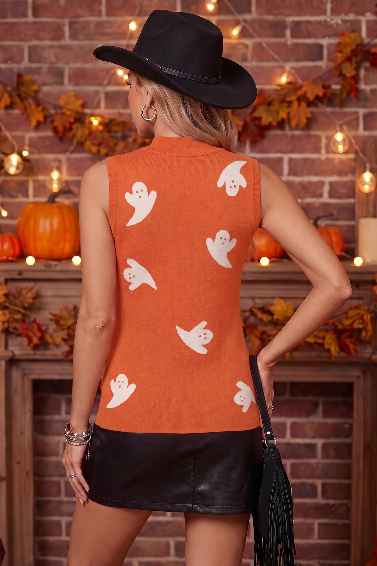 Arach&Cloz Women's Wool Blend Mock Neck Fall Business Casual Sweater Tank