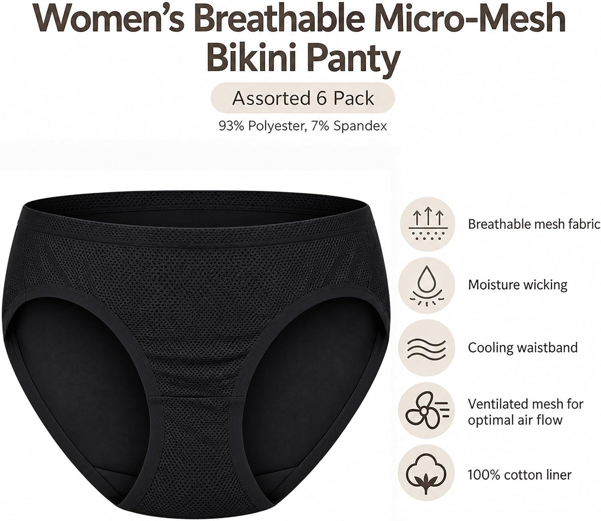 Fruit of the Loom womens Breathable Underwear, Moisture Wicking Keeps You Cool & Comfortable, Available in Plus Size