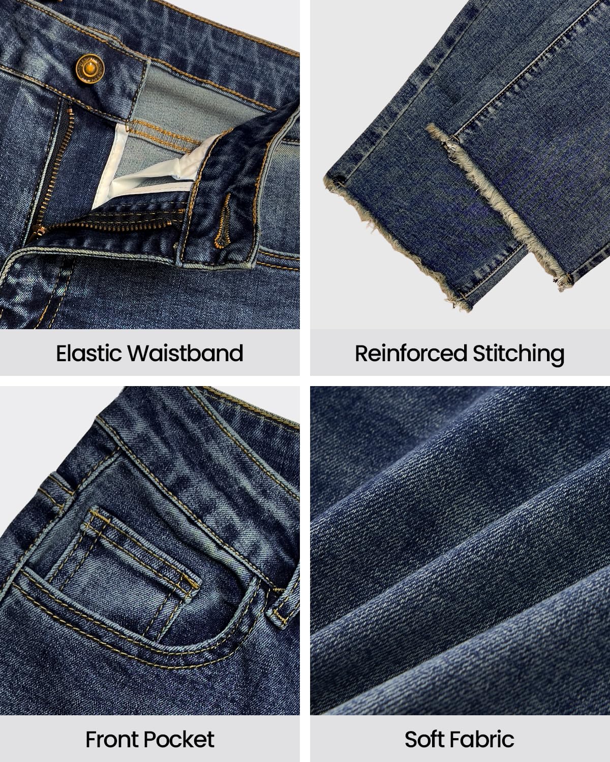Women's High Waisted Stretchy Straight Leg Jeans Tummy Control Pants