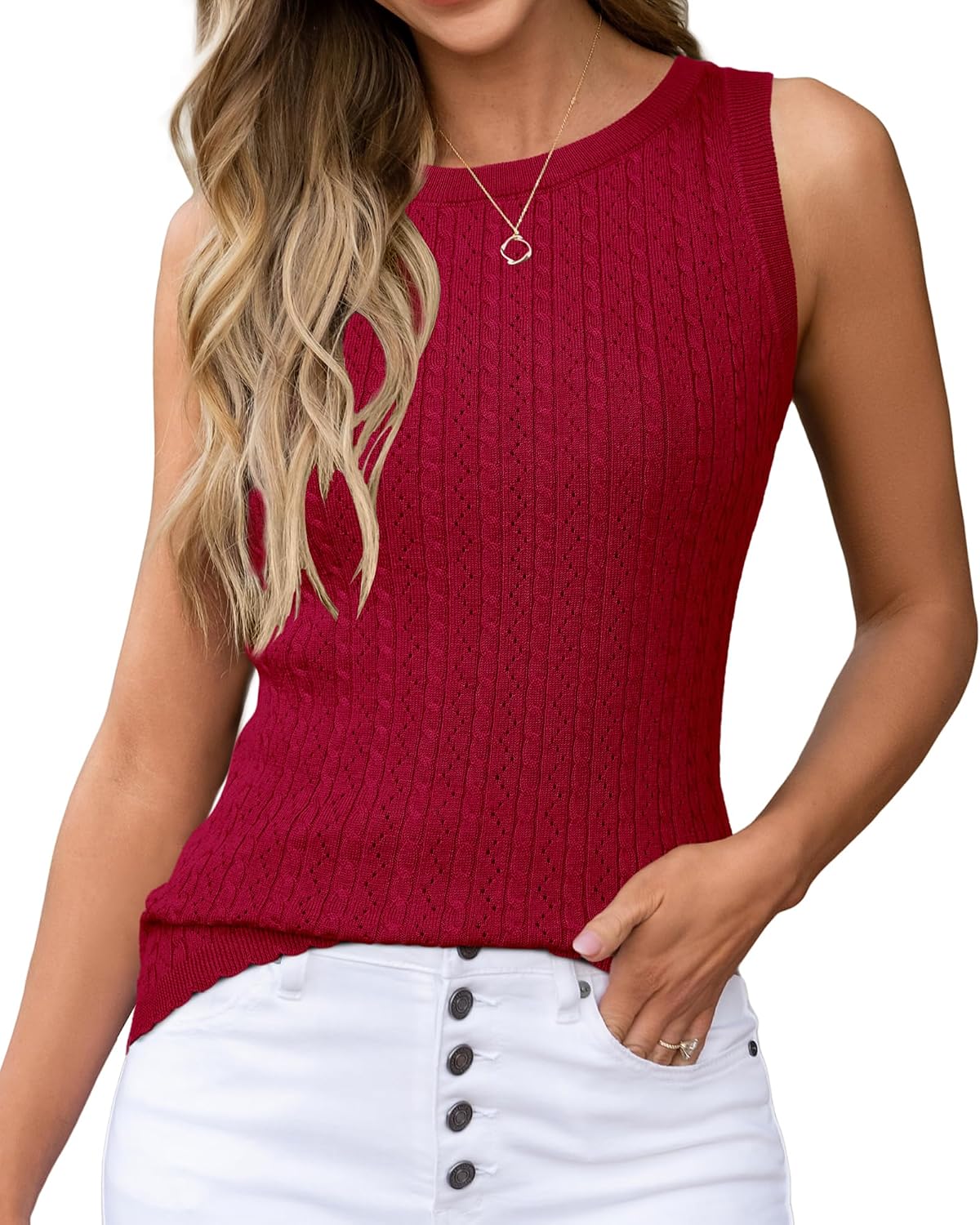 Arach&Cloz Women's Wool Blend Sleeveless All Season Business Casual Tank