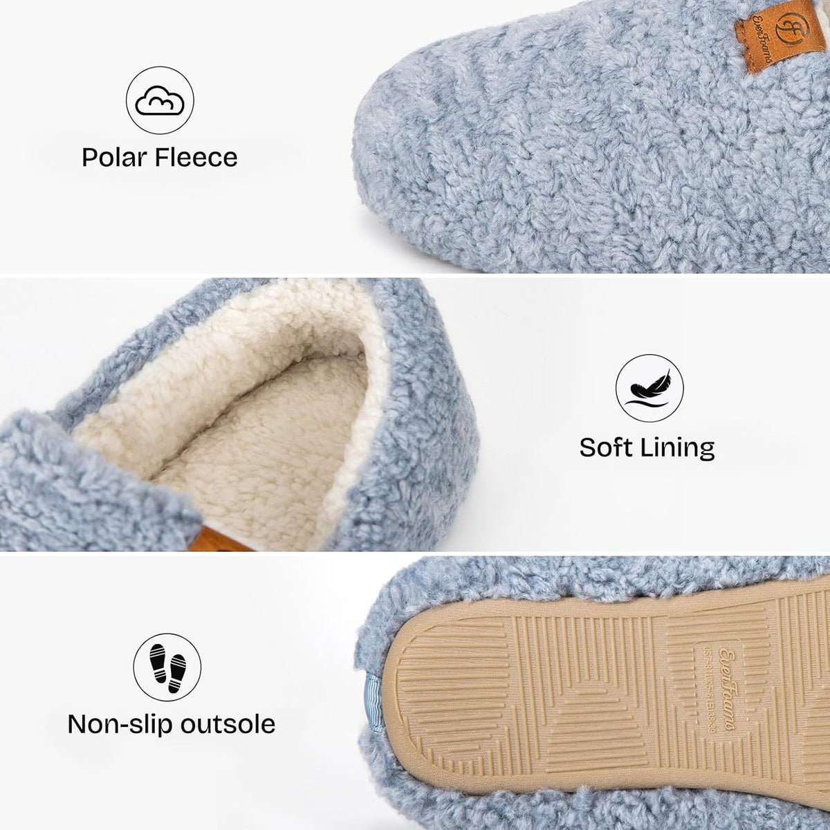 EverFoams Women’s Soft Curly Slippers Memory Foam Lightweight House Shoes