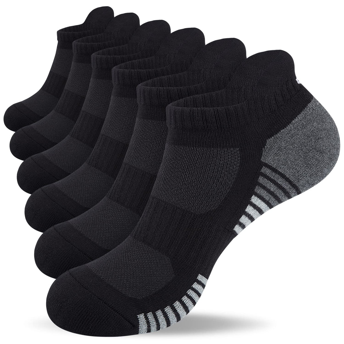 Lapulas Athletic Running Ankle Socks, Low Cut Cushioned Anti-Blister Tab Sports Socks Men Women 6Pairs