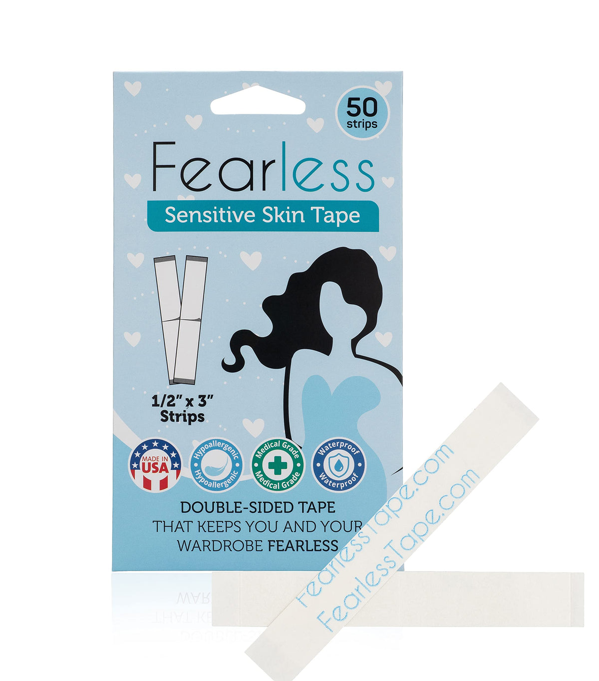 Fearless Tape Double Sided Fashion Tape, Delicate Fabrics, 50 Strips