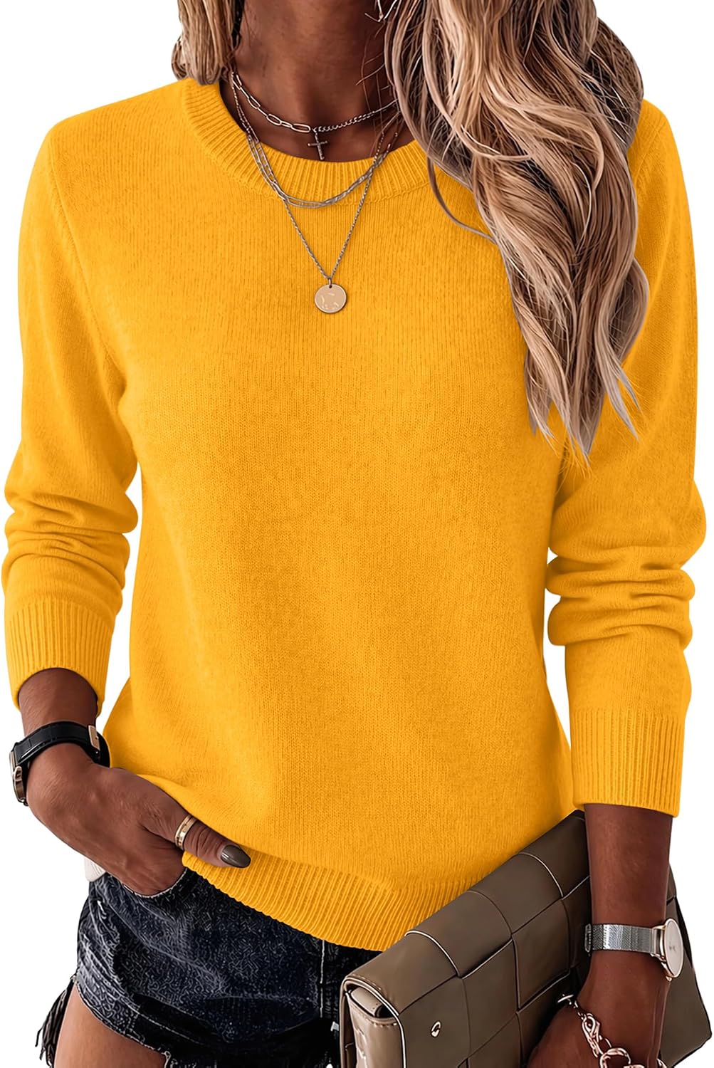 Zeagoo Womens Wool Blend Sweater Crewneck Long Sleeve Tops Fashion Clothing