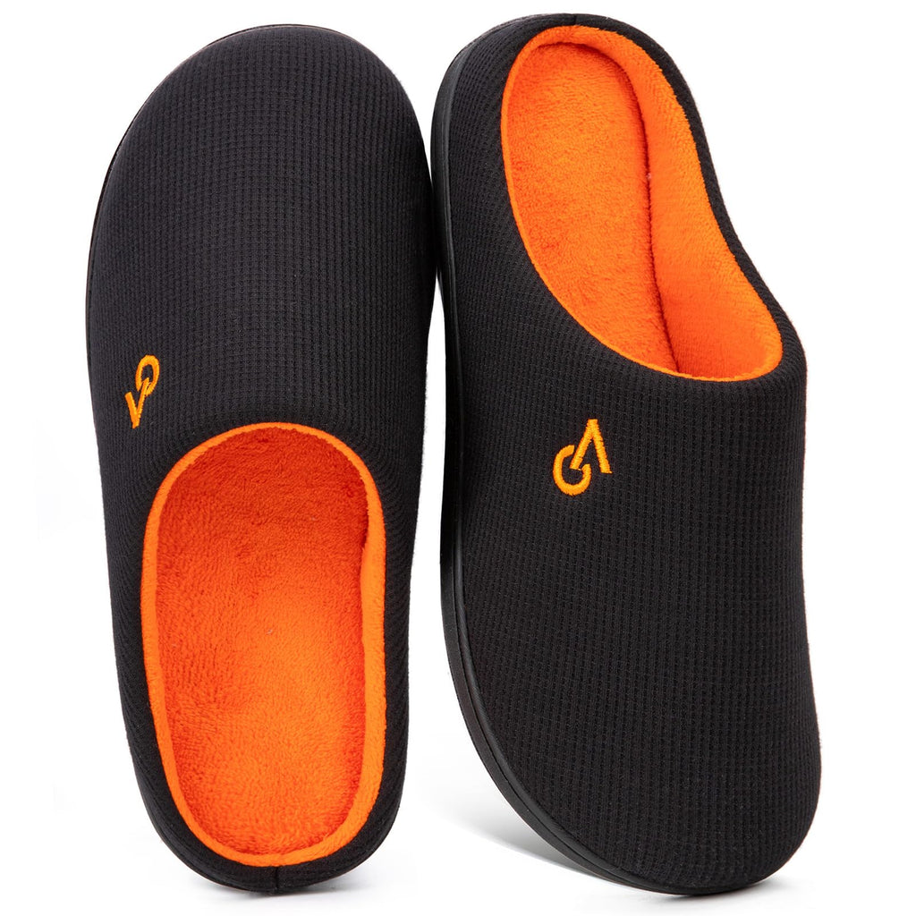 VeraCosy Men's Two-Tone House Slippers Memory Foam Indoor Rubber Sole