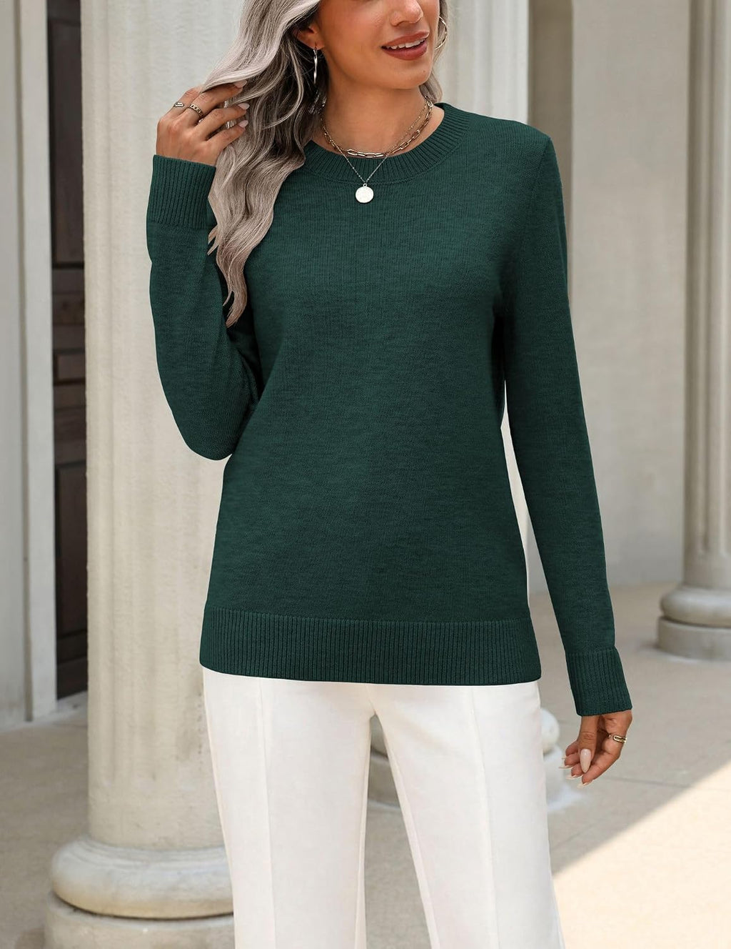 Zeagoo Womens Wool Blend Sweater Crewneck Long Sleeve Tops Fashion Clothing