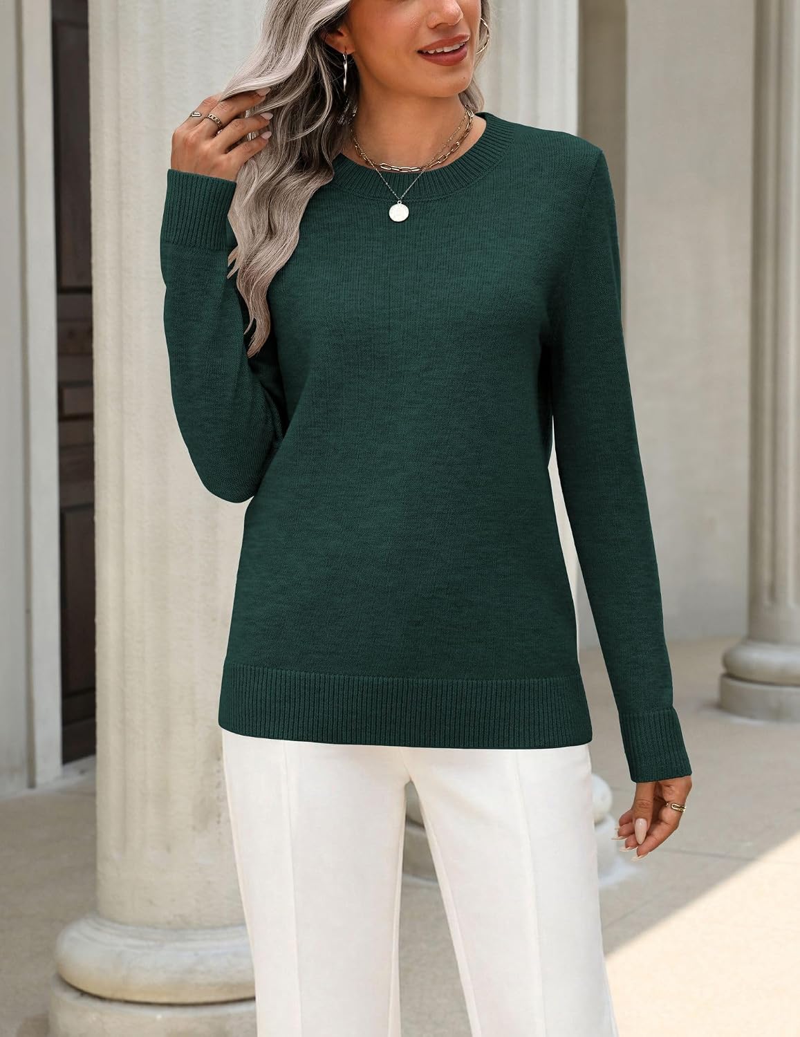 Zeagoo Womens Wool Blend Sweater Crewneck Long Sleeve Tops Fashion Clothing