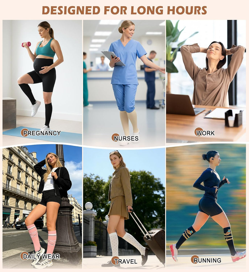 4 Pairs Compression Socks for Women Circulation-Best Support for Nurses,Running,Athletic,Travel