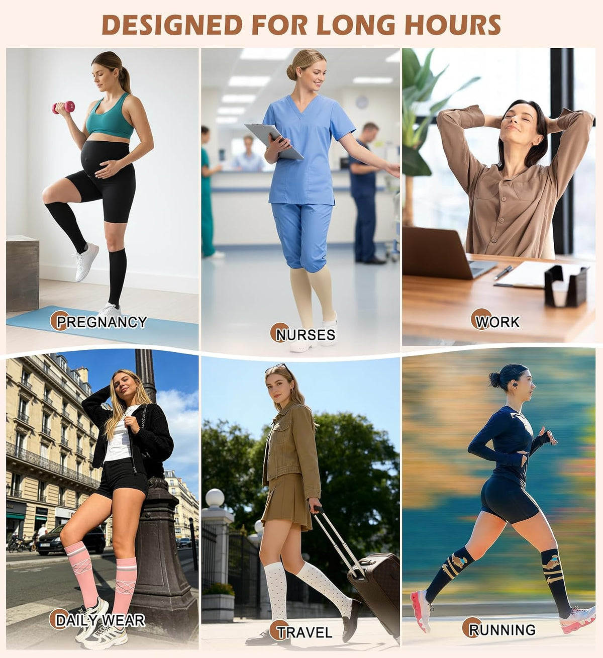 4 Pairs Compression Socks for Women Circulation-Best Support for Nurses,Running,Athletic,Travel