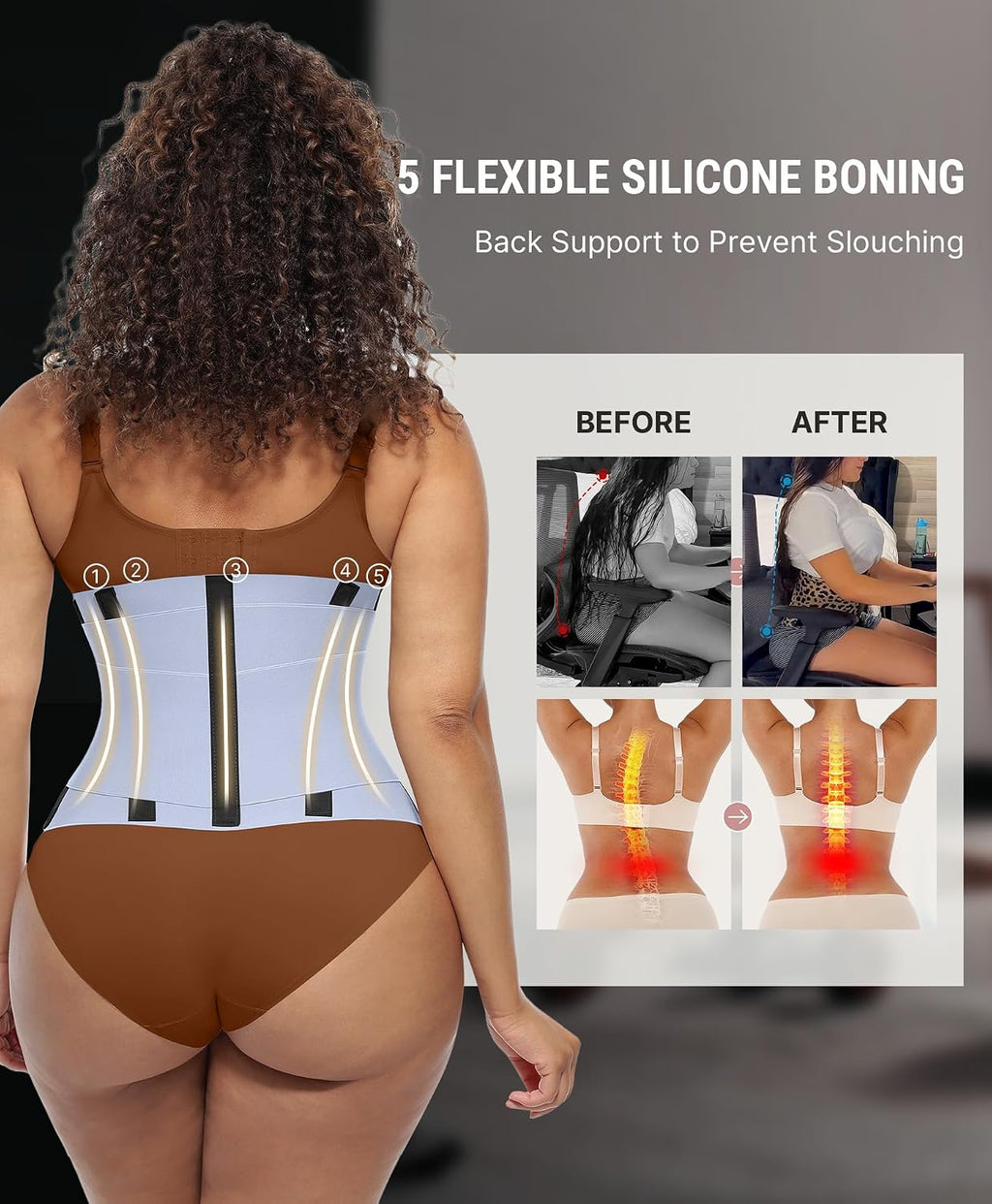 FeelinGirl Waist Trainer for Women Corset Tummy Control Faja Body Shaper